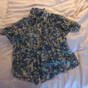rubbish short sleeve collared floral button up
